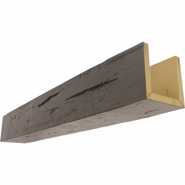 3-Sided (U-beam) Hand Hewn Endurathane Faux Wood Ceiling Beam, Burnished Honey Dew, 8
